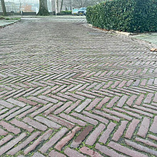 Jan. uit het werk, oude gebakken waaltjes Rood-Paars WOL